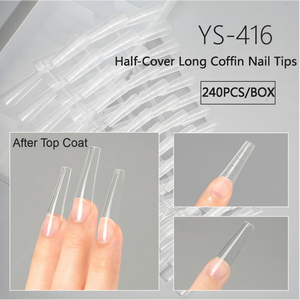 240 pièces de faux ongles à presser longs, semi-mat, givrés, sans limage, avec lignes de guidage, adaptés à diverses formes d'ongles, style populaire - Product Image 5