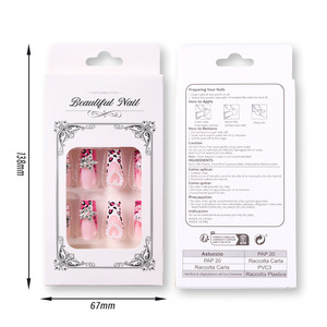 24 <span class=keywords><strong>faux</strong></span> <span class=keywords><strong>ongles</strong></span> roses à presser, motif nœud et léopard, style français, <span class=keywords><strong>faux</strong></span> <span class=keywords><strong>ongles</strong></span> doux et chics pour femmes, faits à la main, vente en gros - Product Image 2