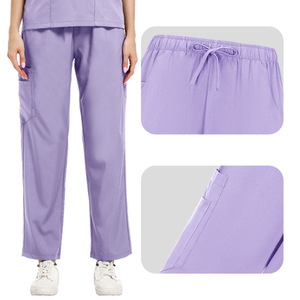 Women <b>Scrub</b> Set Moisture Wicking Knitted Split Uniform Hospital Workwear Full Coverage Two Piece Suit For Nurses - Product Image 3