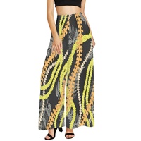 Nouveaux produits d'été personnalisation exclusive grande taille pantalon à jambes larges Hawaii Lei imprimer à la demande taille haute pantalon à jambes larges femmes