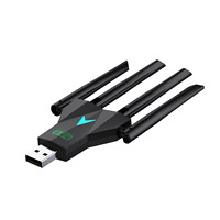Adapter USB WiFi Dual Band, 600Mbps/1300Mbps WiFi USB Dual Band 2.4G/5Ghz USB3.0 kecepatan tinggi 802.11AC 4 antena Receiver nirkabel gratis