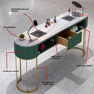 Mesa de Manicura Moderna de <span class=keywords><strong>Hierro</strong></span>, Set de Mesa y Silla para Salón de Uñas, Mesas de Maquillaje de Lujo Ligero, Individuales y Dobles <span class=keywords><strong>con</strong></span> Aspiradora - Product Image 3