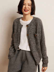 Cárdigan de Punto de Cachemira Estilo Tweed Informal para <span class=keywords><strong>Mujer</strong></span> con Bolsillo y Botones - Product Image 5