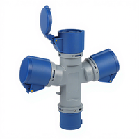 Prise industrielle HFE HFN-1023 16A 32A 3 broches 3 voies avec adaptateur multiprise BLEU 220V IP44