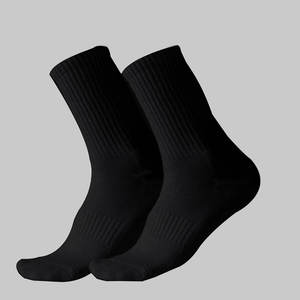 <b>Men's</b> Crew <b>Socks</b> 100% Cotton Knitted Breathable Daily Wear <b>White</b> Logo on Cuff Summer Style - Product Image 2