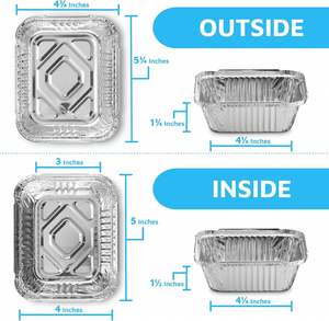 C18 Aluminum Rectangle Disposable <b>Foil</b> Tray Plastic Dome Lid 700ML 1.5LB Eco-Friendly Food Grade Go Food Pan SJY-1230-01 - Product Image 2