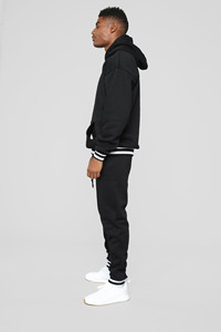 Mens Hoodie Set Loose Long Sleeve <strong>Pullover</strong> Pure Color Casual Pants Set 2-Piece Fashion Hoodie Men New - Product Image 3