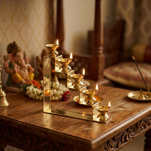 Bronze Finish Brass Diya Traditional <b>Oil</b> <b>Lamp</b> Deepak for Puja Home Mandir Office Decor Akhand Jyot Diwali - Product Image 1