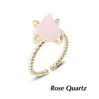 Bague Bohème en Pierres Brutes Naturelles (Améthyste, Citrine, Quartz Rose) – Bague Ouverte Ajustable en Pierres Précieuses – Bijoux de Mode en Gros