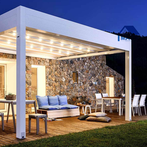 Pérgola de aluminio para exteriores de alta calidad motorizada/operación Manual resistente al viento 180-220 KM/H aislamiento térmico recubierto de polvo - Product Image 6