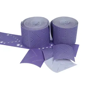 Foglio abrasivo all'ingrosso della fabbrica foglio abrasivo pulito viola 70mm/12m foglio abrasivo per auto floccato rotondo abrasivo a secco rettangolare