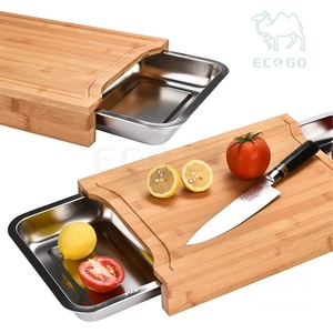 ชุดเขียงไม้ไผ่ออร์แกนิกเขียงไม้ไผ่แบบปรับแต่งได้พร้อมที่ดักน้ำผลไม้บล็อกสับพรีเมียมสำหรับห้องครัว - Product Image 1