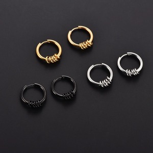 1 Paire de Boucles <span class=keywords><strong>d</strong></span>'Oreilles Créoles Punk en Acier Inoxydable, Étanche, Petites Boules Métalliques, Style Rock Hip Hop, Bijoux Unisexe - Product Image 3