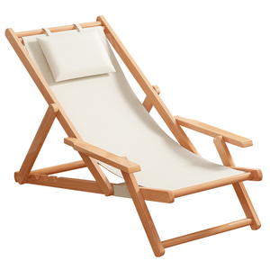 Silla <span class=keywords><strong>plegable</strong></span> de <span class=keywords><strong>madera</strong></span> cómoda contemporánea, <span class=keywords><strong>tumbona</strong></span> enfriadora portátil para el hogar, ocio, playa, Camping, piscina, parque al aire libre - Product Image 6