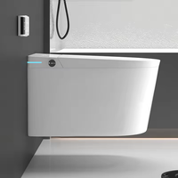 WC intelligent mural avec bidet intégré et télécommande, en céramique, norme européenne, avec couvercle automatique pour salle de bain