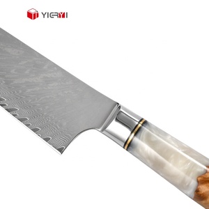 Luxus Massivholz harz Waben griff Damaskus VG10 Stahl 67 Schichten Chef Küchenmesser - Product Image 5
