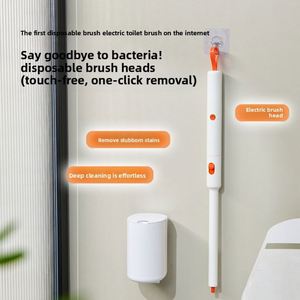 Nuevo cepillo de inodoro eléctrico montado en la pared para el hogar, sin esquinas muertas, cabezal reemplazable, cepillo de limpieza con soporte de almacenamiento - Product Image 4
