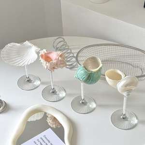 Creativo Vintage pintado a mano para copas de champán y helado Nicho Natural Conch Metal reutilizable y lindo diseño - Product Image 5