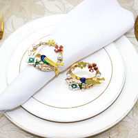 Anneau de serviette en métal de haute qualité motif oiseau de printemps, support de serviette pour la table