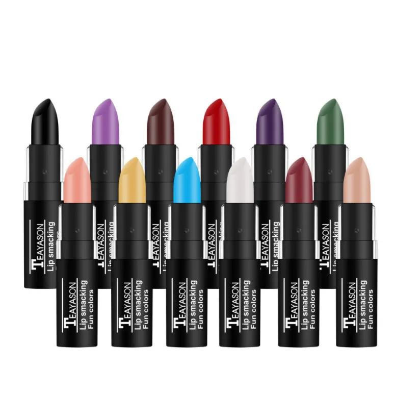 Private Label OEM Long Lasting Matte Velvet Lipstick Black Blue Green Purple Dark Halloween Makeup Color Lipsticks