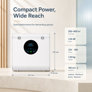 Difusor de Aroma de Doble Boquilla Montado en Pared, 300ml, Máquina de Fragancia Bluetooth para Pasillos de Hotel, 200-800m³, 3 Niveles, Bloqueo Infantil - Product Image 2