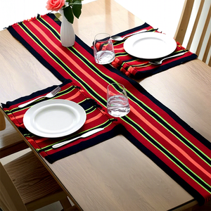 Natural Accent Customizable Jute Table <b>Runner</b> Striped Printed Pattern Machine Made Eco-Friendly Traditional Rustic Home - Product Image 6
