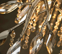 Candelabros de rama de cobre, luces de techo decorativas de cristal con borlas artísticas, lámpara colgante para sala de estar y dormitorio europea