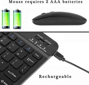 Combo Tastiera e Mouse Wireless Bluetooth Ricaricabile, Mini e Sottile, per <span class=keywords><strong>iPad</strong></span> Pro 2020/11/10.5/8th/7th/6th/<span class=keywords><strong>Air</strong></span> - Product Image 6