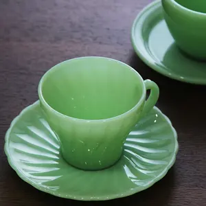 Trung Quốc Nhà máy mới đến ngọc thủy tinh cốc cà phê với tấm, dày gân Kính cà phê Mug Set