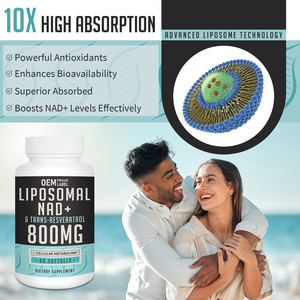 Supplément Liposomal NAD + Plus 800MG Nicotinamide Riboside Alternative pour l'énergie cellulaire Vieillissement sain et réparation musculaire - Product Image 4