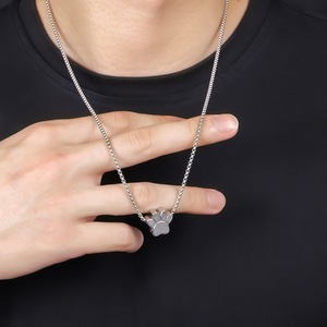 Mặt dây chuyền hình dấu chân mèo Unisex bằng thép không gỉ không phai màu, kèm lọ nước hoa, kiểu dáng dài, phụ kiện Hip Hop đường phố - Product Image 1