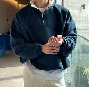 Suéter Americano Vintage para Hombre, con Cierre de 1/4, Holgado, Informal, con Letras, Sudadera con Cuello Redondo, Sudadera con Cierre para Hombre - Product Image 2