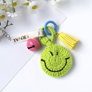 <b>Personalized</b> Hand Knitting Cute Smiling Face Pendant Car <b>Keychain</b> for Women Sweet Bell Pendants Bags Key Chains Bag Accessories - Product Image 4