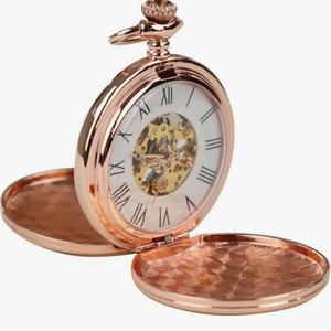 Montre de poche vintage à remontage manuel avec cadran squelette à chiffres romains, personnalisable en gros, avec chaîne - Product Image 2