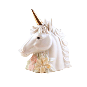 خمر قزحي الألوان الباستيل السيراميك يونيكورن تمثال مع الذهب القرن تمثال الحصان الأبيض - Product Image 1