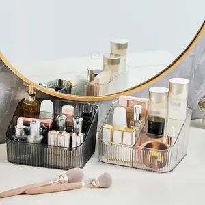 Organizer makeup kecantikan kosmetik, lampu laci mewah kecantikan transparan plastik akrilik meja alat tulis