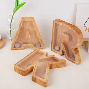 Wooden Letter Piggy Bank Alphabet Letter Decorative Sign Coin Bank Money Savings Box For Kids