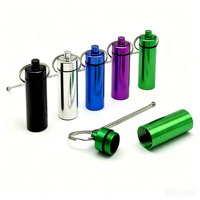 Mini pots hermétiques en aluminium pour tabac avec cuillères extensibles, conteneur de stockage pour herbes