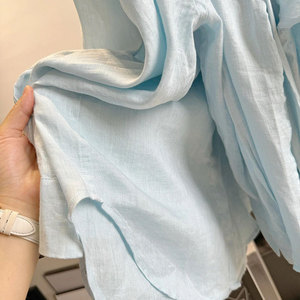 Muguyu <span class=keywords><strong>Camicia</strong></span> casual estiva in <span class=keywords><strong>lino</strong></span> <span class=keywords><strong>blu</strong></span> cielo, vestibilità ampia, fresca, da donna, con protezione solare, 260604233 - Product Image 3