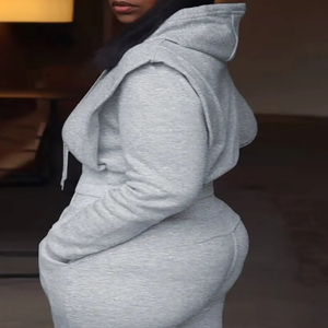 <span class=keywords><strong>Tuta</strong></span> <span class=keywords><strong>da</strong></span> <span class=keywords><strong>Palestra</strong></span> Antivento Personalizzata per <span class=keywords><strong>Donna</strong></span>, Taglie Forti, Completo Yoga Fitness con Maniche Corte, Top Sportivo con Cappuccio, Set Due Pezzi Lungo - Product Image 2