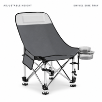 Chaise de pêche pliante en aluminium avec pieds réglables, porte-gobelet, sac latéral, siège portable d'extérieur, support de lampe OEM ODM – Vente en gros