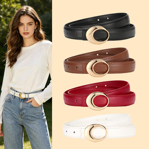 Cinturón Y2K para Mujer, Estilo Retro, Decorativo, con Hebilla Ovalada, <span class=keywords><strong>de</strong></span> Gamuza Esmerilada, Suave, Combinable con Todo, <span class=keywords><strong>de</strong></span> Cuero PU Rojo Mate - Product Image 1