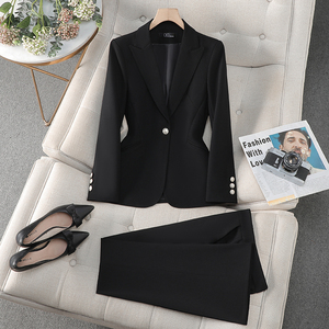 נשים ורוד כהה אלילה מאוורר <span class=keywords><strong>blazer</strong></span> מקצועי עבור האביב סתיו כפול לחם עם לחצן קישוט גודל xl - Product Image 2