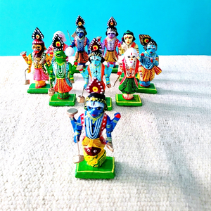 Theperfectbazaar - Juego de 10 Figuras Decorativas de Madera Das Avatar para el Hogar, Vishnu Ji - Product Image 1
