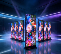 Écran LED pliable d'intérieur GOB étanche P1.86 P2.5, affichage publicitaire numérique LED portable sur pied avec armoire pliable