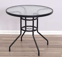 Table ronde en fer moderne et durable pour extérieur, jardin, patio, parc, salle de sport, avec plateau en verre à effet d'eau, résistante aux intempéries, mobilier Aibike