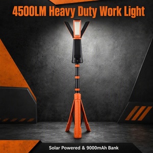 Solar 270 °   Lámpara de Trabajo LED COB Giratoria de 3 Hojas, 4500LM XHP50, Banco de Energía Magnético USB-C de 9000mAh, Soporte Telescópico, para Camping al Aire Libre - Product Image 1