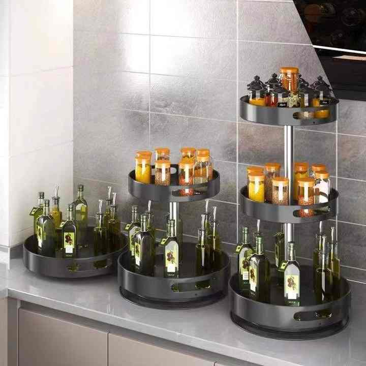 Kitchen Storage Rack Rotating Spice Holder Shelf, Seasoning Rack Shelf ...