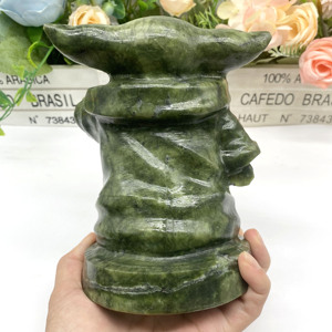 4lb naturel pierre de guérison cristal artisanat Xiuyan Jade <span class=keywords><strong>Yoda</strong></span> cristal dessin animé <span class=keywords><strong>Figurine</strong></span> pour la décoration - Product Image 4