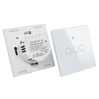 Interrupteur mural intelligent SMG-3067 à écran tactile WiFi et RF sans fil, 3 gangs, sans fil neutre requis, compatible Alexa